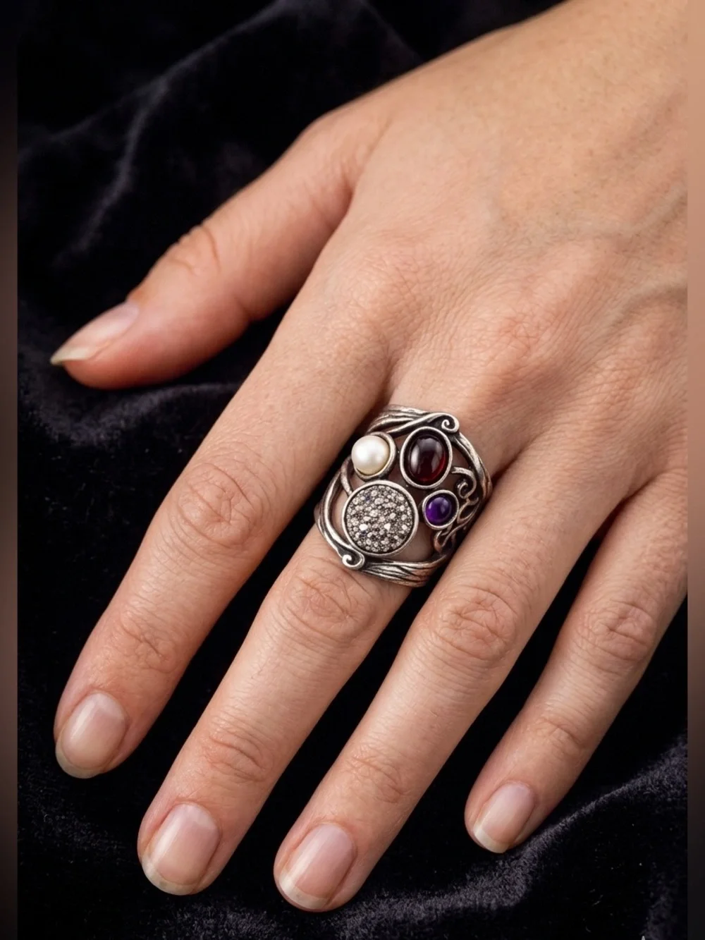Artisan Israeli Sterling Silver Statement Ring ✨ DIDAE Modernist Design
